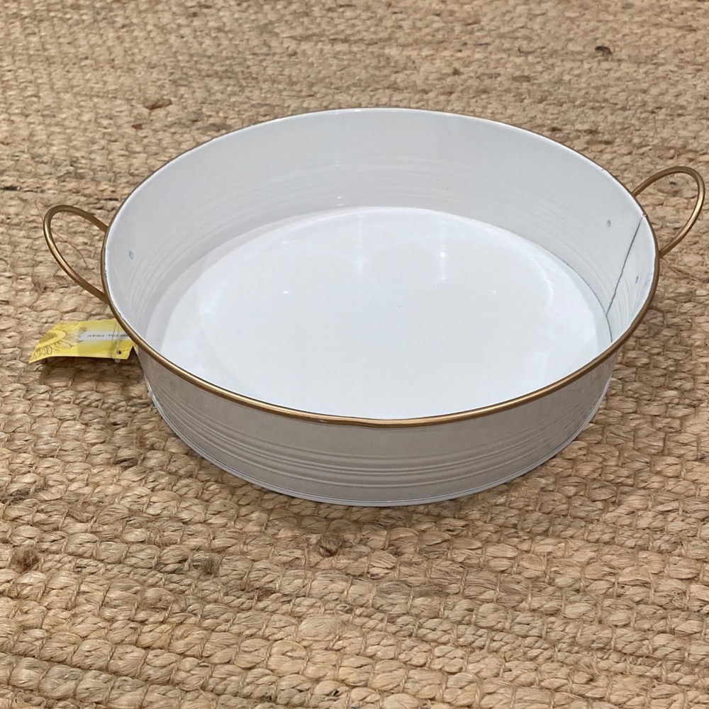 Elegant White and Gold Serving Tray